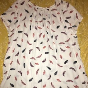 FEATHER PRINT SHORT SLEEVE BLOUSE - H&M